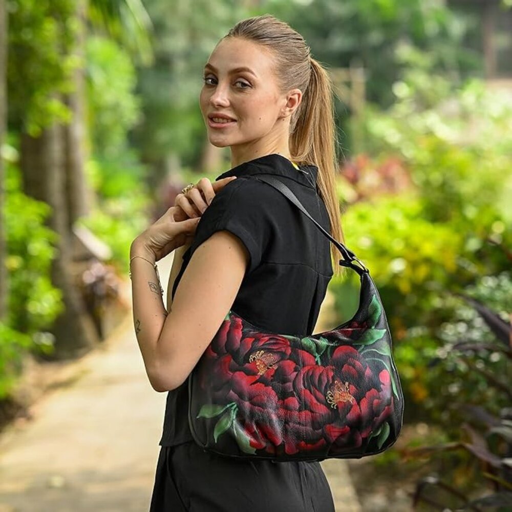 Anuschka Women's Original Hand-Painted Genuine Leather Ruched Hobo NEW Dust Bag - Picture 8 of 8